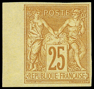 N°44 25c jaune-bistre, bdf, neuf *, TB