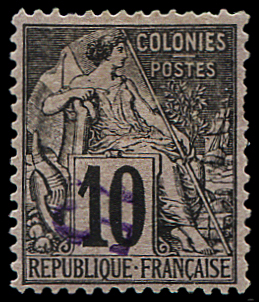 N°3a 15 s. 10c noir s. lilas, surch. RENVERSEE, neuf *, 1 d.c. sinon TB