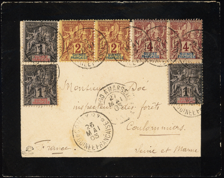 N°1 (3), 2 et 3 en PAIRES obl. càd CONAKRY 26/5/03 s. Env., arr. Coulommiers, TB