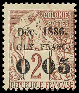 N°2 0f05 sur 2c. brun lilas sur paille, nsg, TB