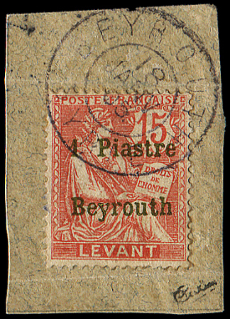 N°27 1pi sur 15c vermillon, obl. s. fragt, TB