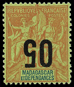N°112a 05 s. 20c. brique s. vert, surch. RENVERSEE, neuf *, TB