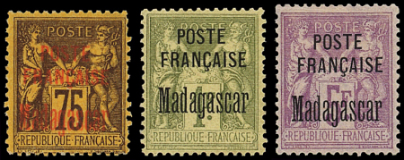 N°20/22 75c, 1f et 5f, neuf *, TB