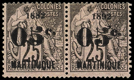 N°29c 05c sur 25c, ERREUR 1882 tenant à normal, neuf