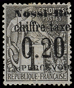 TAXE N°1 0.20 sur 1c. noir s. azuré, neuf *, TB