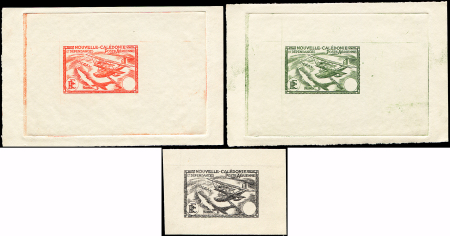 POSTE AERIENNE Type a, 3 petites épreuves SANS faciale en noir, vert et orange, TB