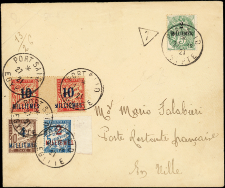 N°49A 2m sur 5c vert obl. càd PORT SAID 27/12/21 s.