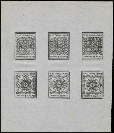 N°1a/2b REIMPRESSION, feuillet de 3 paires, TB