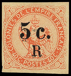 N°3 5c sur 40c vermillon, neuf *, TB