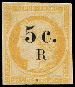 N°6b 5c sur 40c orange, chiffre 4 RETOUCHE, nsg, pli