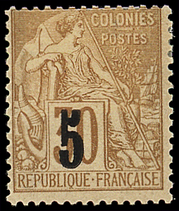 N°2A 5 sur 30c brun, surch. T II, neuf *, TB