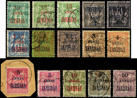 N°17/31 série Sage surch. de 1896-1900, obl., TB