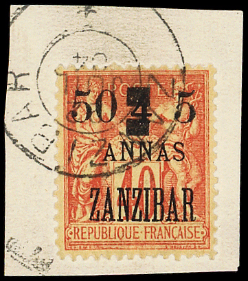 N°60 50c et 5 sur 4a s. 40c orange, obl. s. fragt,