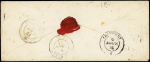 N°10 25c bleu, PAIRE obl. GROS POINTS s. Env., càd Paris 3/8/53, griffe VIA DI/Pt BEAUVOISIN et arr. càd SARDE S. GERVAIS 6/8, TB, cote Maury