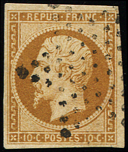 N°9a 10c bistre-brun, obl. ETOILE, TB