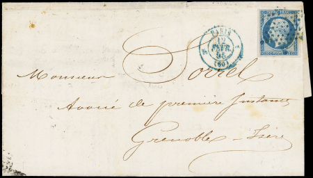 N°14A 20c bleu obl. ETOILE s. LAC, càd T1330 PARIS 12/2/55, le tout en BLEU, TB