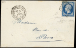 N°14A 20c bleu, obl. GRILLE s. Env., càd CORPS EXPEDITIONNAIRE D'ITALIE 2e DIVISION 26/1/58, Superbe