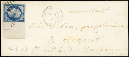N°14Ai 20c bleu, T I, bdf FILET d'ENCADREMENT, obl. PC 76 s. Env., càd T15 ANDUZE 7/6/55, TTB