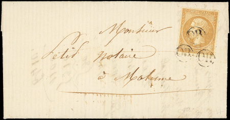 N°21 10c bistre, obl. OR 3 fois s. LAC de NUEY 17/10/66, TTB