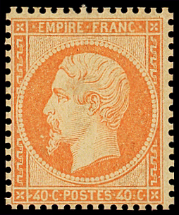 N°23 40c orange, ch. un peu forte, sinon TB