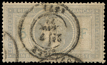 N°33 5f violet-gris, oblitéré càd T17 LILLE 7/1/71, TB