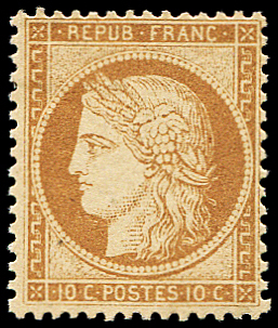 N°36 10c bistre-jaune, ch. un peu forte, TB