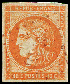 N°48 40c orange, obl. PC ROUGE, frappe légère, TB