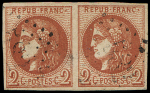 N°40B 2c brun-rouge, R II, PAIRE obl. GC 532, frappe légère, TTB