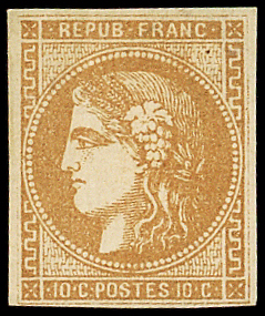 N°43A 10c bistre, R I, nuance soutenue, neuf *, frais et TB