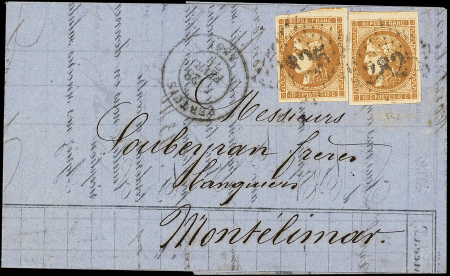 N°43Ac bistre foncé R I (2) obl. GC 2825 s. LAC, càd T17 PERTUIS 28/2/71, très belle nuance, TB