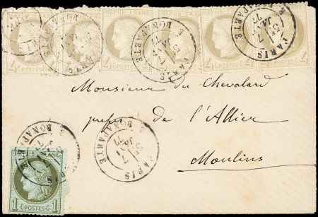 N°52    4c gris, 3 paires (dont 1 ex. déchiré) et N°50