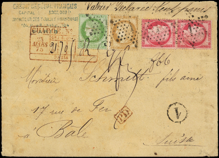 N°53 + 55 + 57 PAIRE obl. Etoile 1 s. Env. CHARGE 23/3/75,