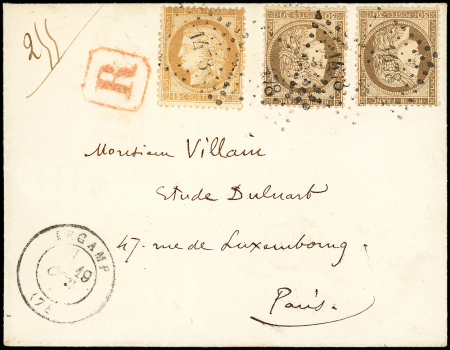 N°55 + 56 15c bistre et 30c brun PAIRE, obl. PC du