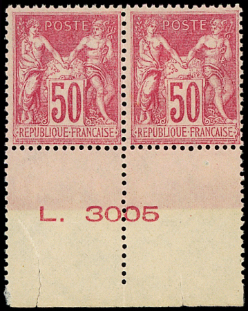N°104 50c rose, PAIRE bdf avec N°, neuf **, TTB