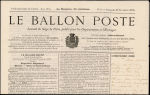 N°29B non obl. (car probabalement pris en charge par un voyageur) s. Env. imprimée pour LILLE contenant le BALLON POSTE N°6 du 20/11/70