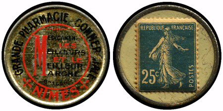 N°140 Semeuse Camée, 25c bleu sur blanc, Timbre-Monnaie