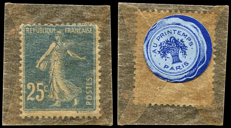 N°140 Semeuse Camée, 25c bleu, timbre-monnaie en sachet,