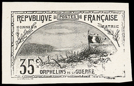 N°152 Orphelins, 35c + 25c, ESSAI de COULEUR en noir