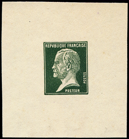 N°170 Pasteur, petite épreuve en vert sans faciale,