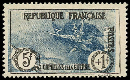 N°232 3ème série Orphelins,  5f + 1f noir et bleu,