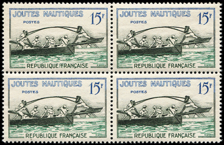 N°1162a  Joutes Nautiques, DOUBLE F dans un BLOC de 4, neuf **, TB
