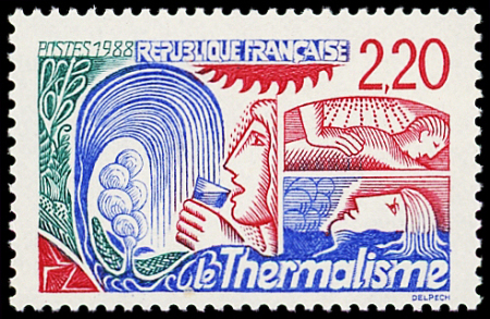 N°2556a 2f20 "Thermalisme", variété avec chiffres rouges,