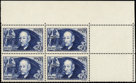 N°398a Clément Ader, 50f outremer foncé, papier épais,