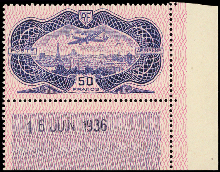 N°15b 50f Burelage renversé, CD 16/6/36, neuf *, TB