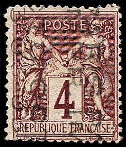 N°14a Sage,  4c lilas-brun, SANS quantième, dentelure