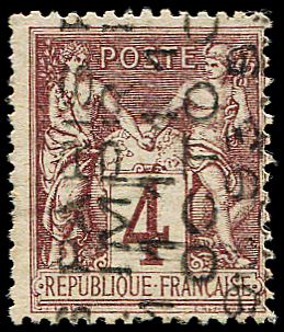 N°14 Sage,  4c lilas-brun, surch. verticale 11 OCTO,