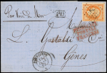 N°16 obl. ANCRE sur LSC de MARSEILLE 16/1/62, càd Paquebot PAUSILIPPE 16/1/62, cachet rouge PIROSCAFI/POSTALI/FRANCESI, arr. GENOVA 17/1, TB