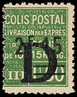 N°139 2f15 sur 1f50 vert, surchargé D, neuf *, TB