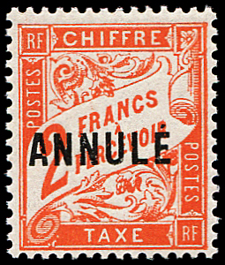 TAXE N°41-CI 1 2f rouge-orange, surch. ANNULE, neuf