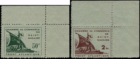 N°8 et 9 St Nazaire 50c et 2f, cdf, émis sans gomme,
